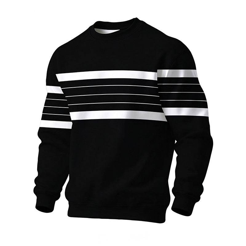 🖤Black Friday – Förhandstillgång: 50 % Rabatt🖤✨Randig tröja med rund hals för män – klassiska ränder, avslappnad passform, bekväm att ha på sig varje dag