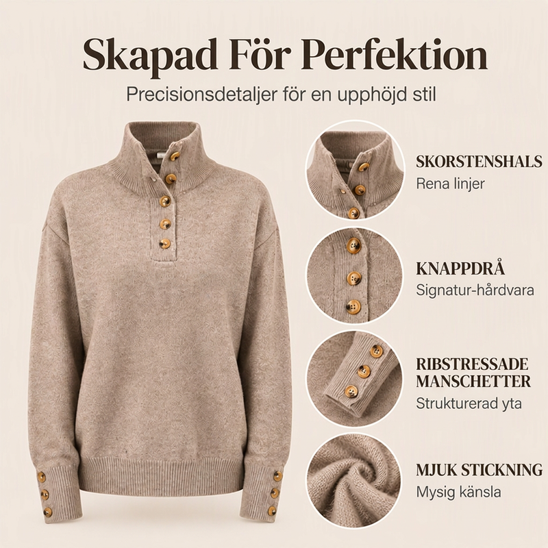 Vardagsstickad tröja med ståndkrage för kvinnor