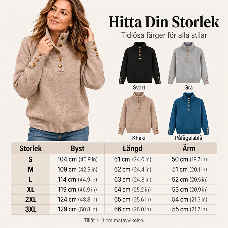 Vardagsstickad tröja med ståndkrage för kvinnor