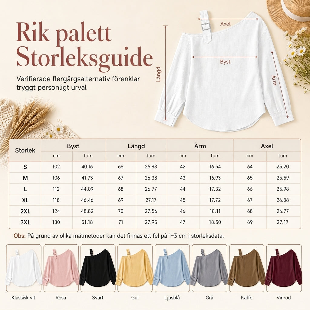 ✨Asymmetrisk design, unik & snygg – Dam en-axel linne-topp ✨