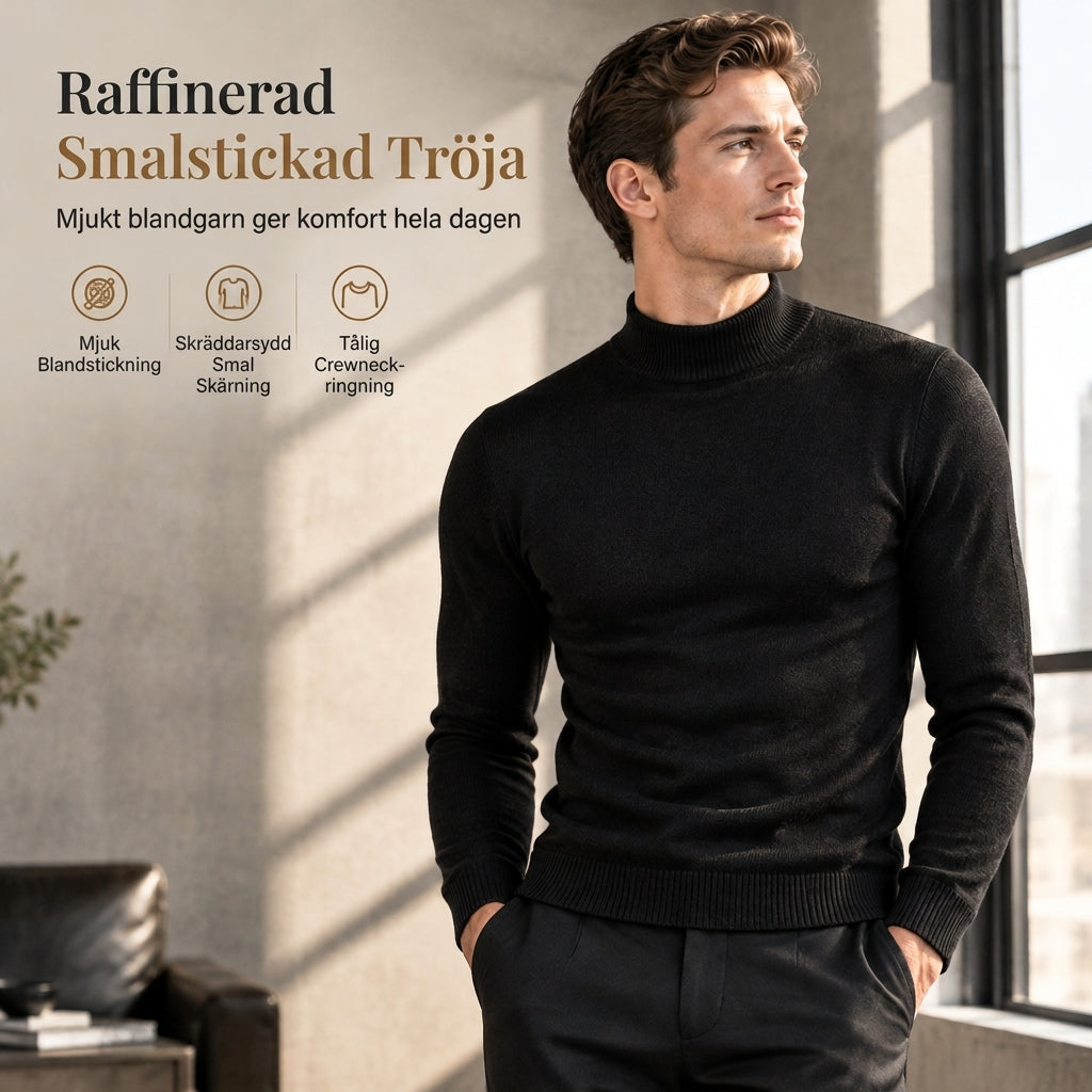 Varm vintertröja för män, slim fit, pullover i stickad design