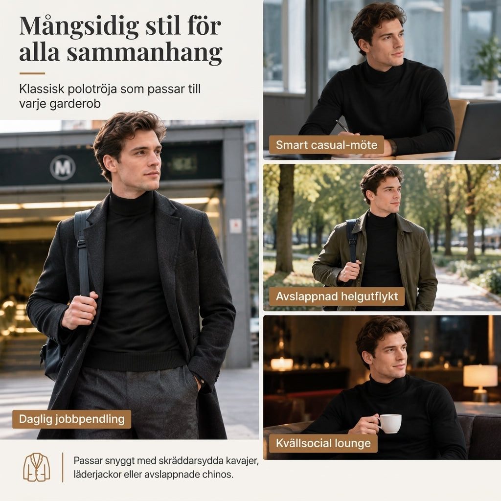 Varm vintertröja för män, slim fit, pullover i stickad design