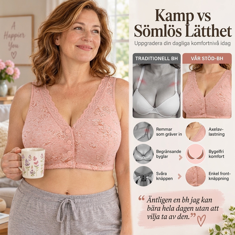 🔥50 % rabatt! Dam Plus Size Frontknapp Blommönster Trådlös BH