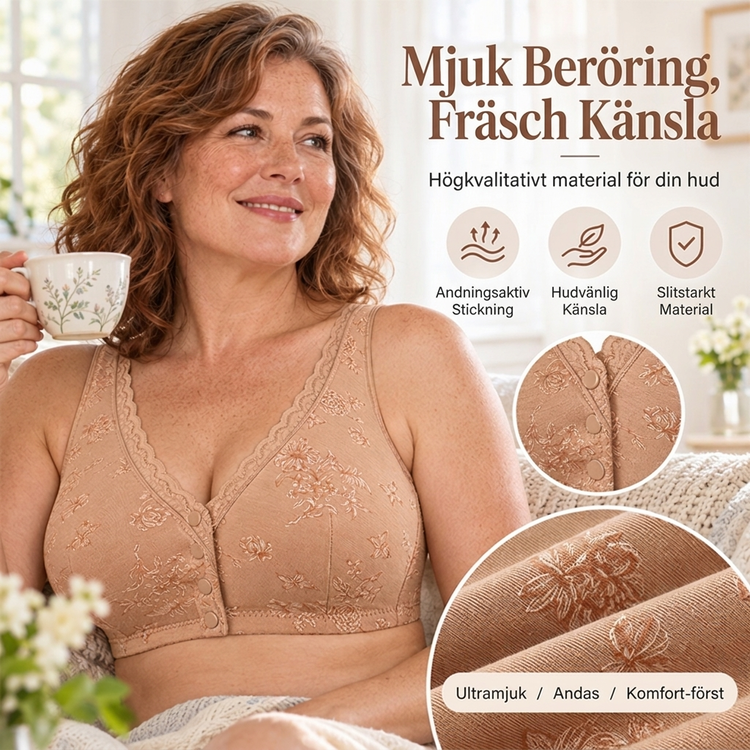 🔥50 % rabatt! Dam Plus Size Frontknapp Blommönster Trådlös BH