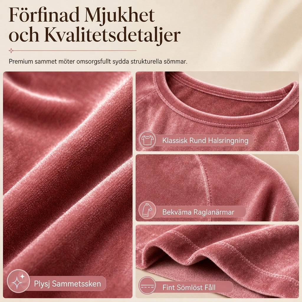 ✨ Avslappnad damklänning i sammet med rund halsringning och fickor: enkel att bära till vardags 👗