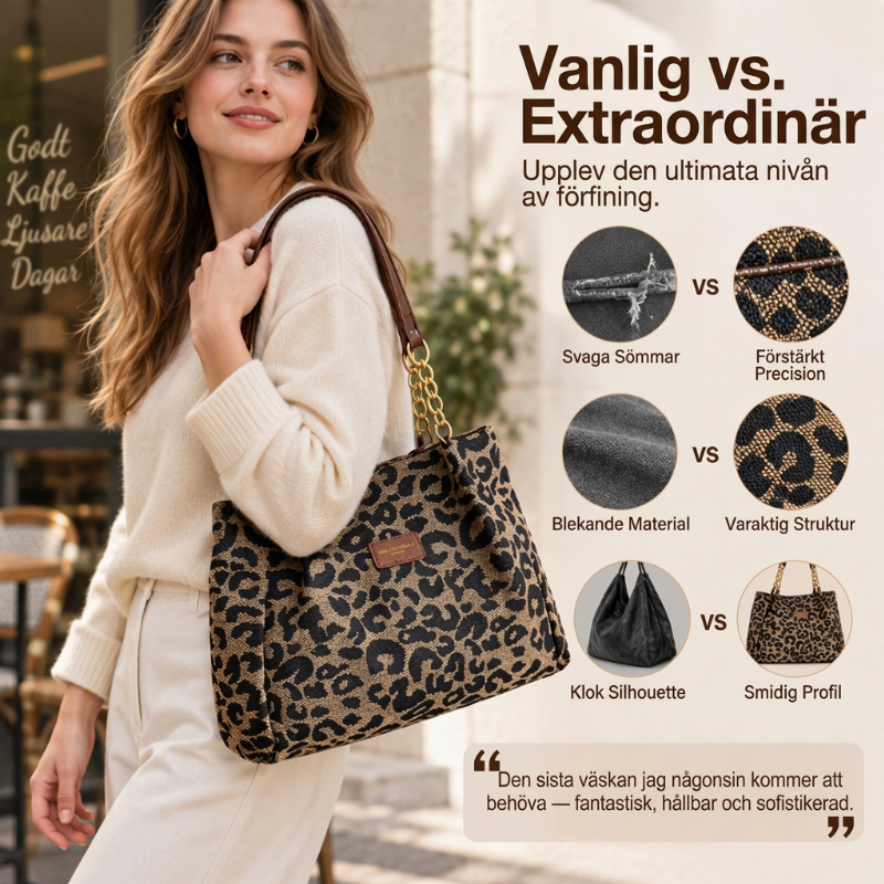 👜 50% RABATT NU! 🐆 Dam Elegant Handväska – Stor Kapacitet, Leopardprint & Mångsidig – Rymlig Tote För Arbete, Pendling & Vardagsliv ✨