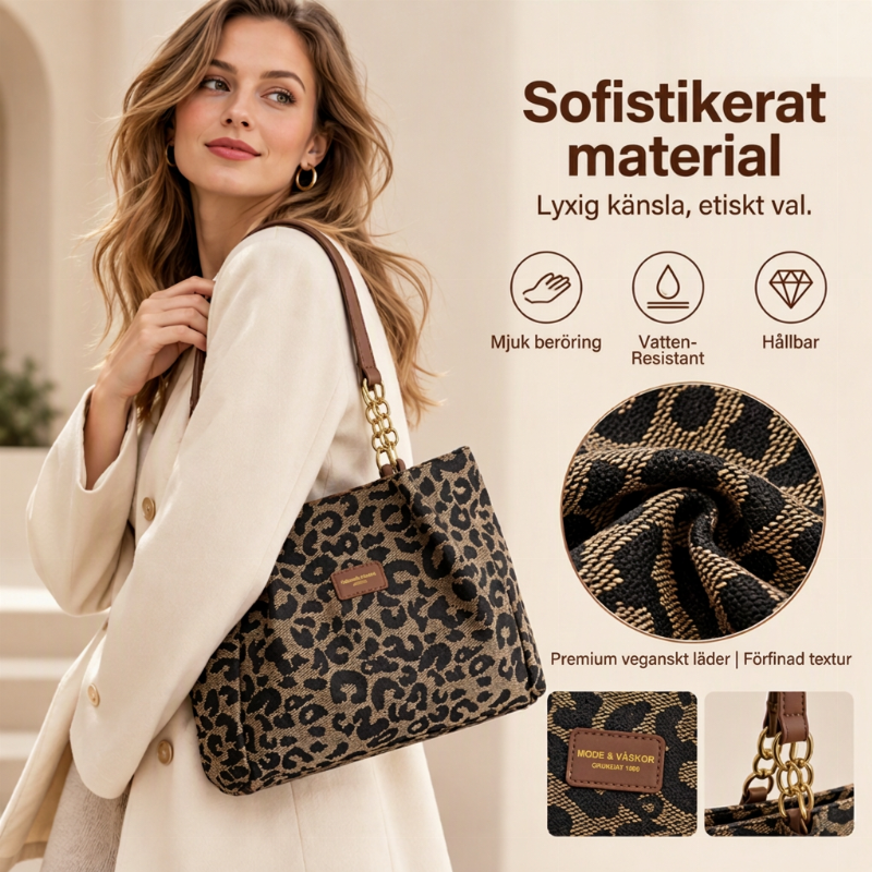 👜 50% RABATT NU! 🐆 Dam Elegant Handväska – Stor Kapacitet, Leopardprint & Mångsidig – Rymlig Tote För Arbete, Pendling & Vardagsliv ✨