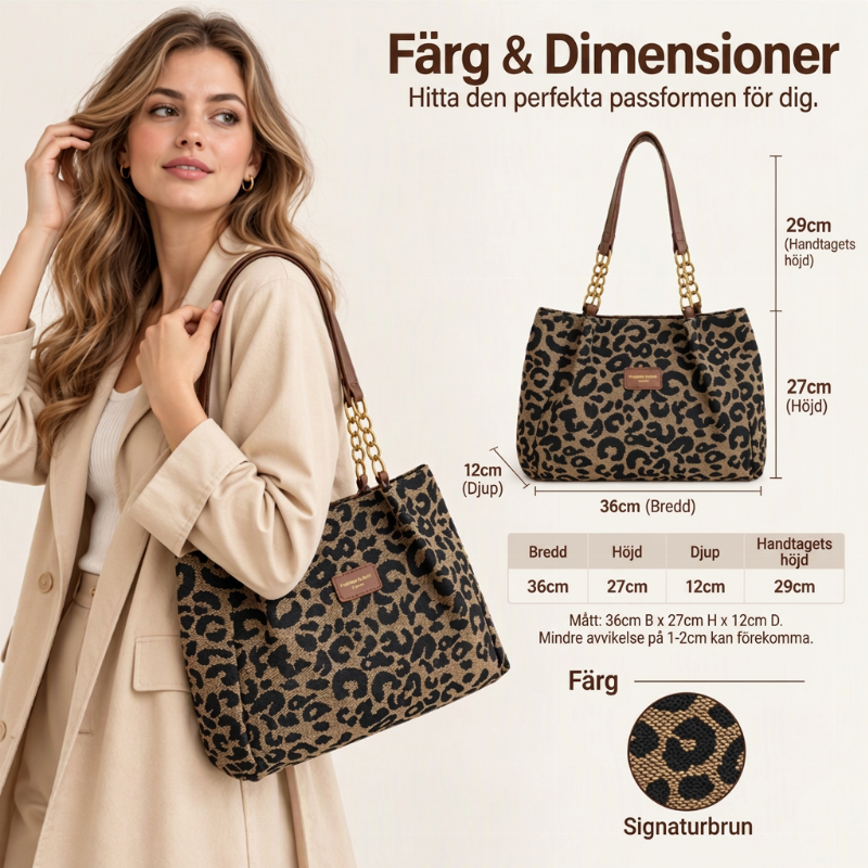 👜 50% RABATT NU! 🐆 Dam Elegant Handväska – Stor Kapacitet, Leopardprint & Mångsidig – Rymlig Tote För Arbete, Pendling & Vardagsliv ✨