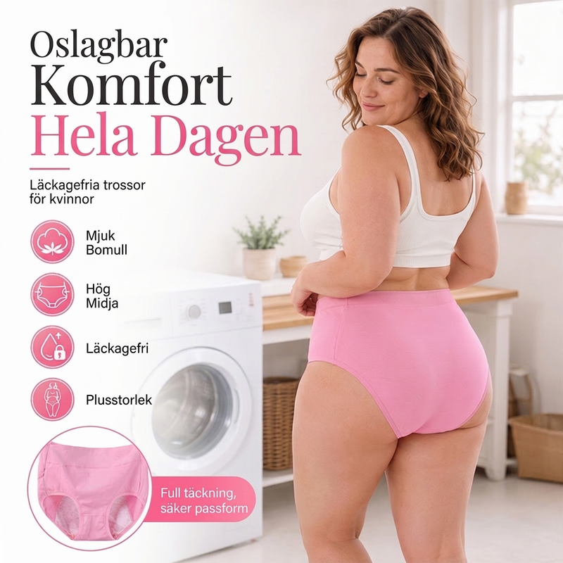 🌸 3-pack Bekväma menstruationstrosor (Plus size) – Andas, formar & skyddar mot läckage