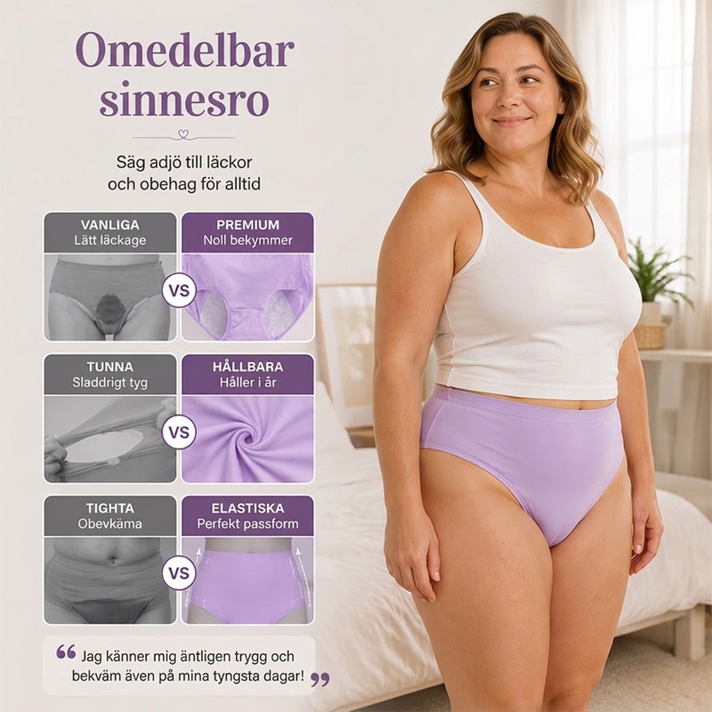 🌸 3-pack Bekväma menstruationstrosor (Plus size) – Andas, formar & skyddar mot läckage