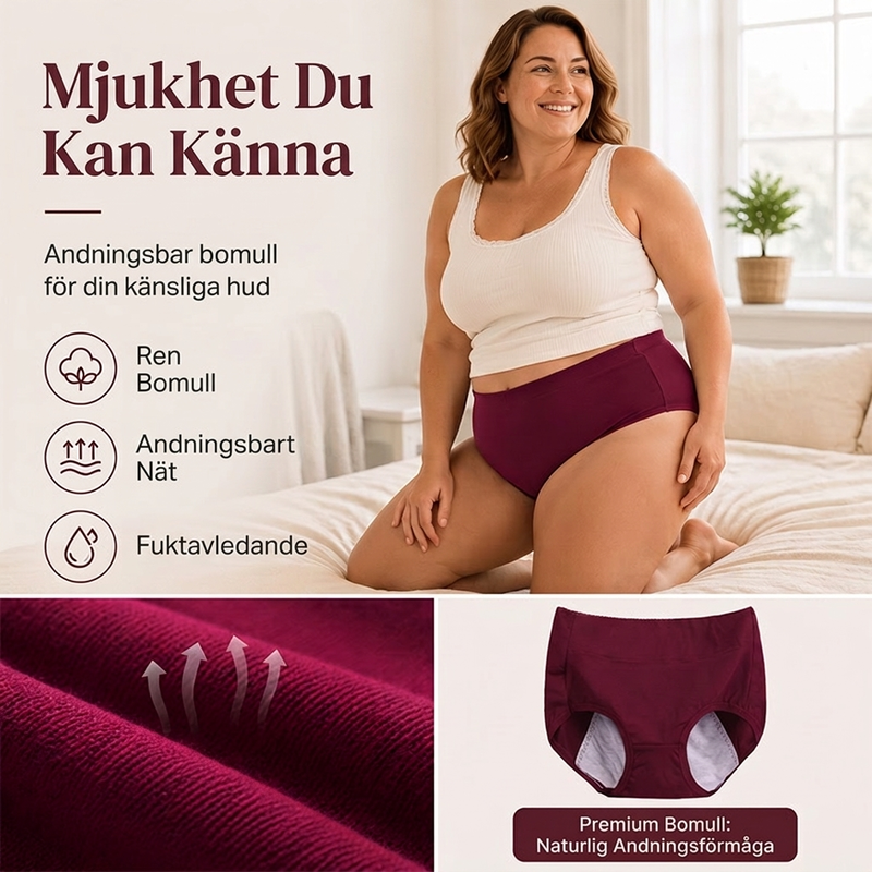 🌸 3-pack Bekväma menstruationstrosor (Plus size) – Andas, formar & skyddar mot läckage