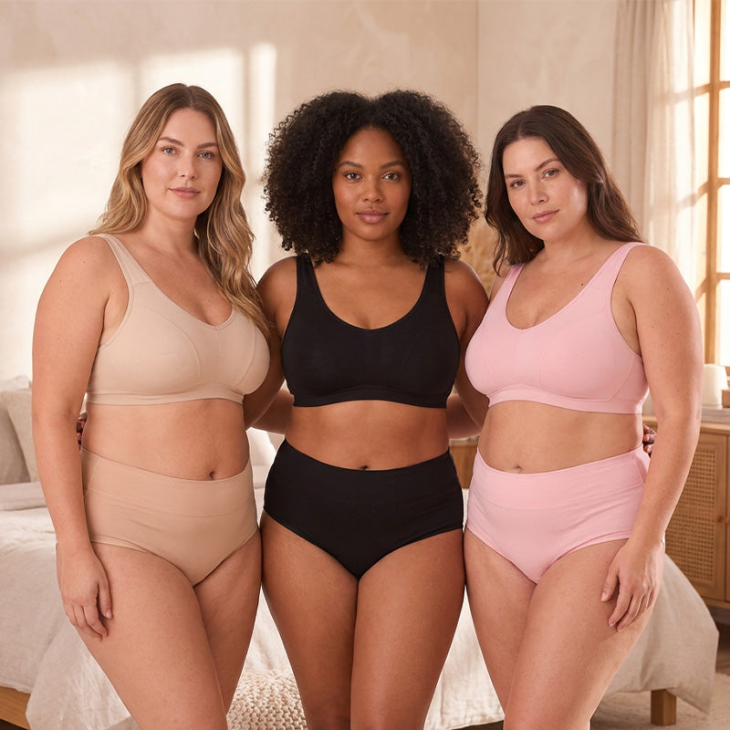 🌸 3-pack Bekväma menstruationstrosor (Plus size) – Andas, formar & skyddar mot läckage