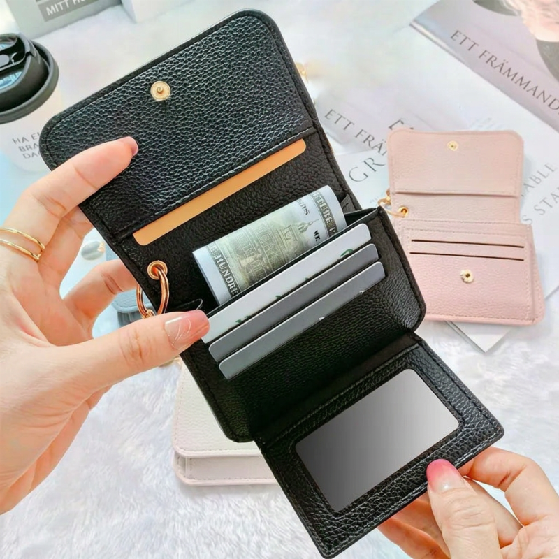 💕RFID-skyddad kortplånbok för kvinnor, mini kortfodral med nyckelring, myntficka och ID-fönster👛