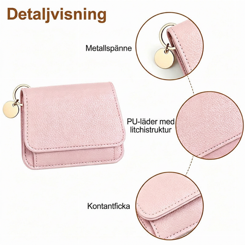💕RFID-skyddad kortplånbok för kvinnor, mini kortfodral med nyckelring, myntficka och ID-fönster👛