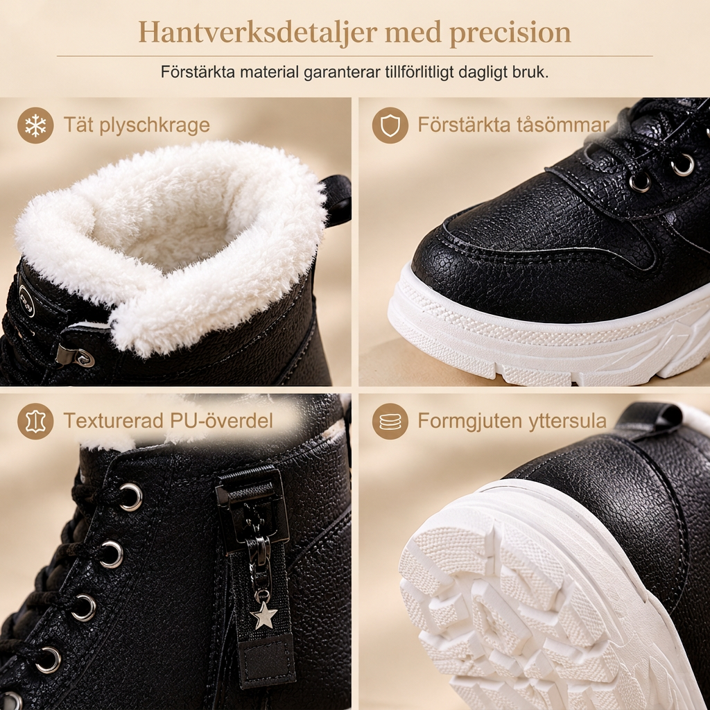❄️Damvinter snöstövlar varma pelfodrade tjocka höga ankstövlar🌟