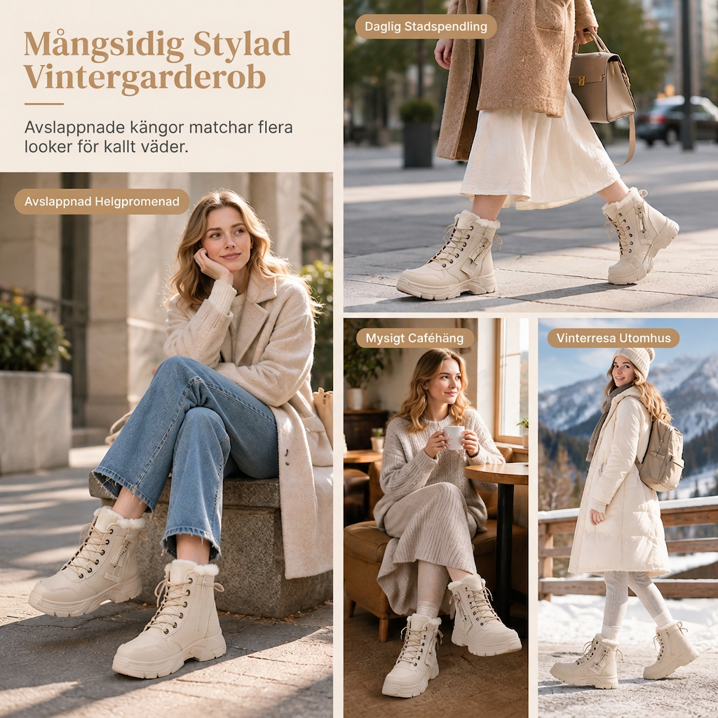 ❄️Damvinter snöstövlar varma pelfodrade tjocka höga ankstövlar🌟