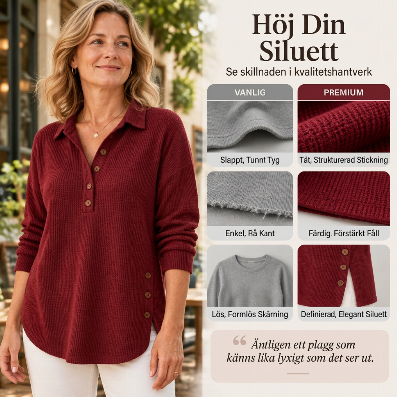 🖤Black Friday – Förhandstillgång: 50 % Rabatt🧶✨ Långärmad topp i våffelstickad för kvinnor