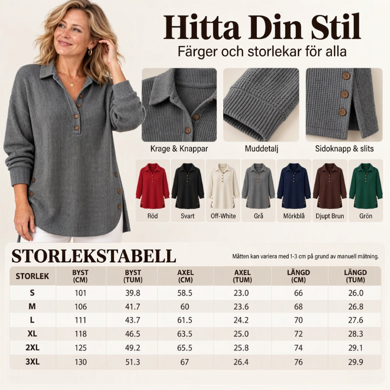 🖤Black Friday – Förhandstillgång: 50 % Rabatt🧶✨ Långärmad topp i våffelstickad för kvinnor