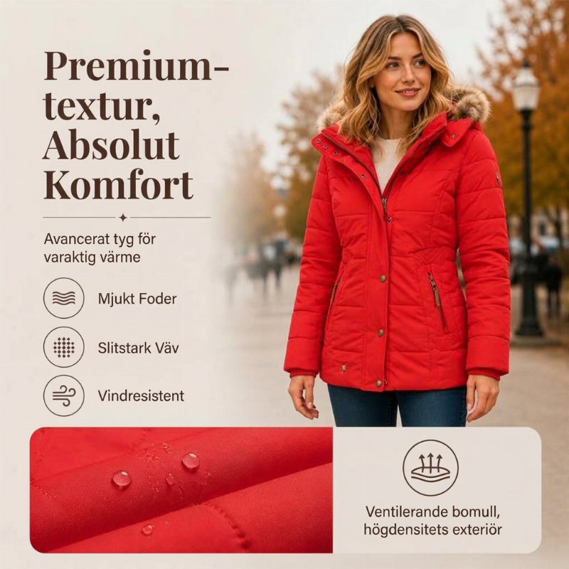 ✨ Vinterelegans 🤎 Damjacka med midje och huva – Varm, bekväm och smickrande passform