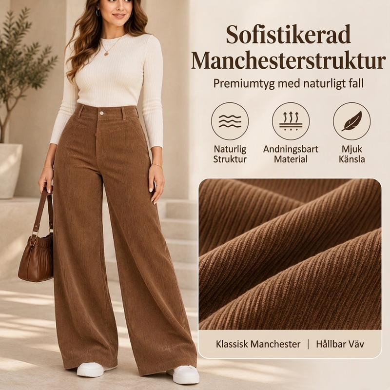 📢🎉50 % rabatt!!!🛍️✨ Fritidsbyxor i corduroy för damer med vida ben