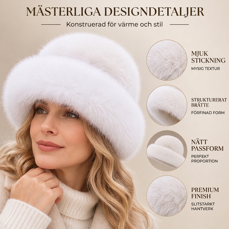 😍 En elegant och varm, fluffig mössa för damer