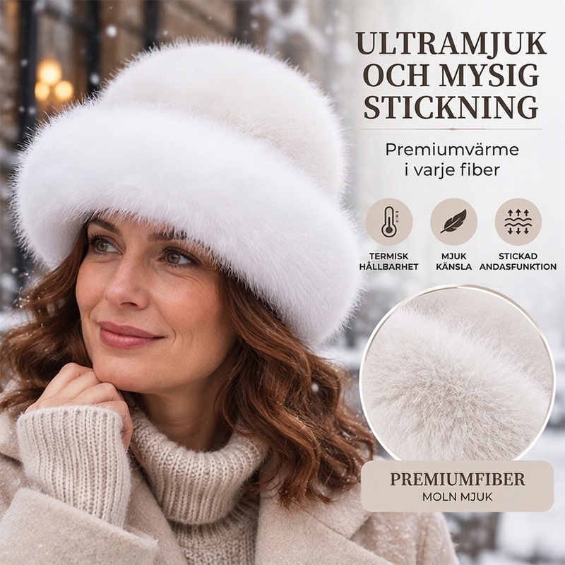 😍 En elegant och varm, fluffig mössa för damer