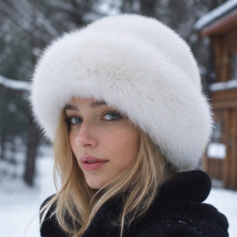 😍 En elegant och varm, fluffig mössa för damer