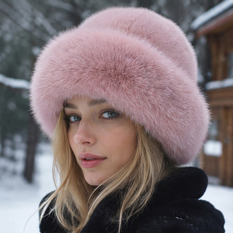 😍 En elegant och varm, fluffig mössa för damer