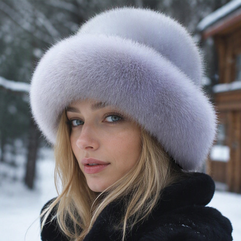 😍 En elegant och varm, fluffig mössa för damer