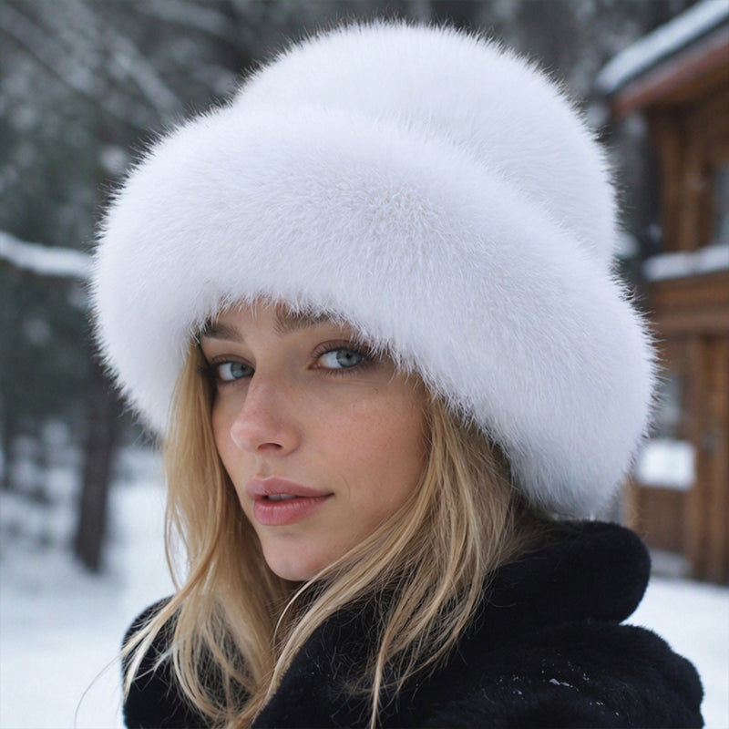 😍 En elegant och varm, fluffig mössa för damer