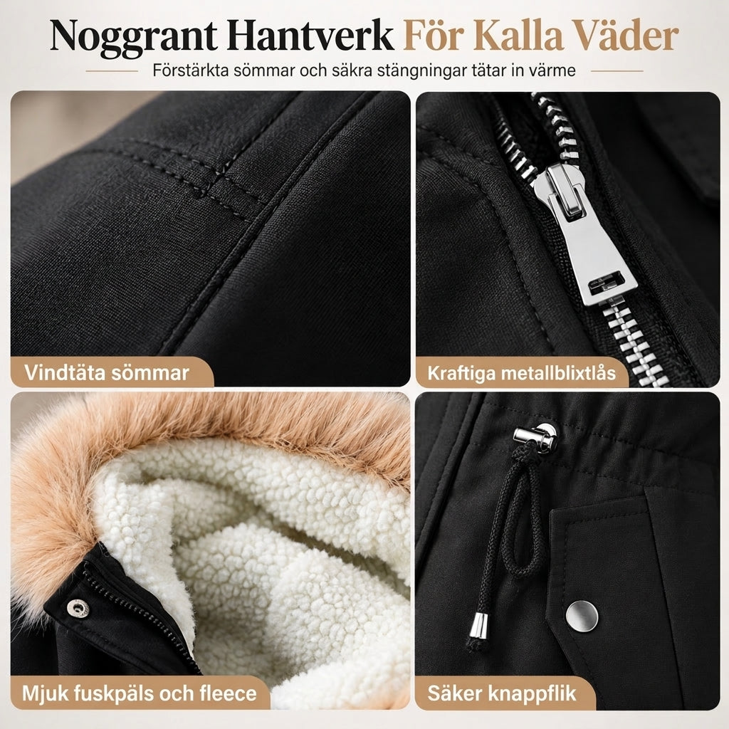 📢🎉 50 % rabatt + fri frakt!!! 🛍️❄️ Vindtät, varm vinterparkas för damer med huva i fuskpäls ✨