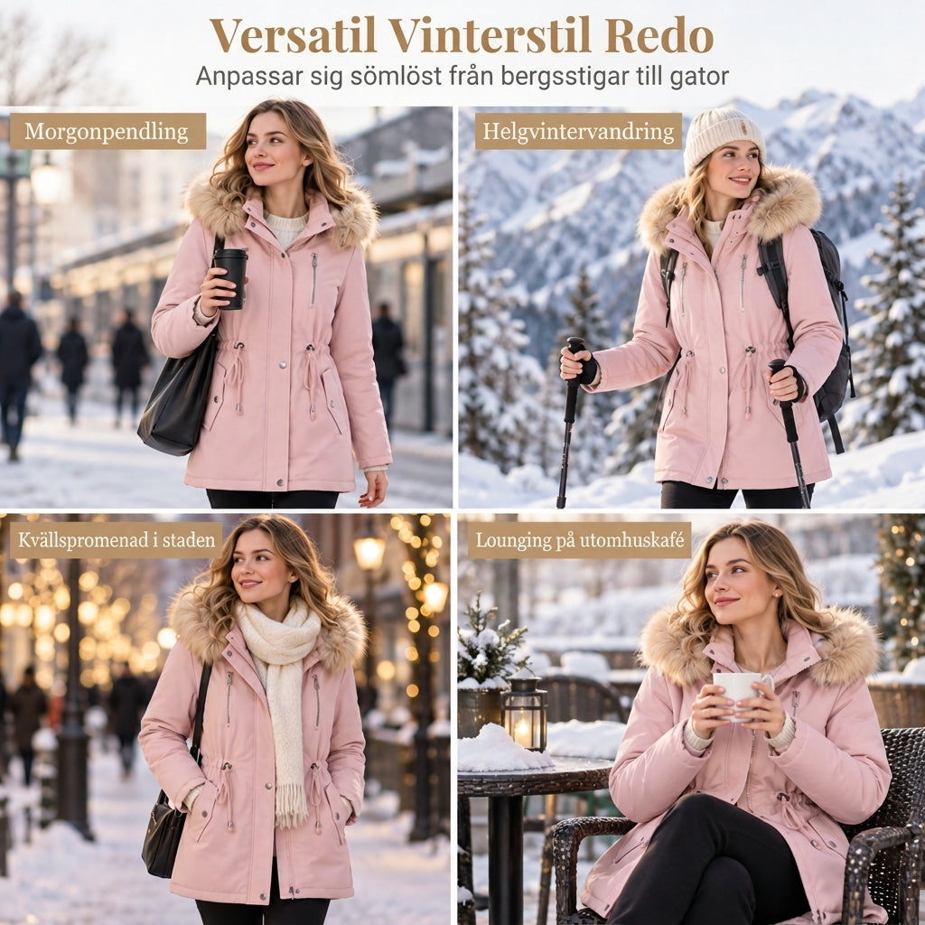 📢🎉 50 % rabatt + fri frakt!!! 🛍️❄️ Vindtät, varm vinterparkas för damer med huva i fuskpäls ✨