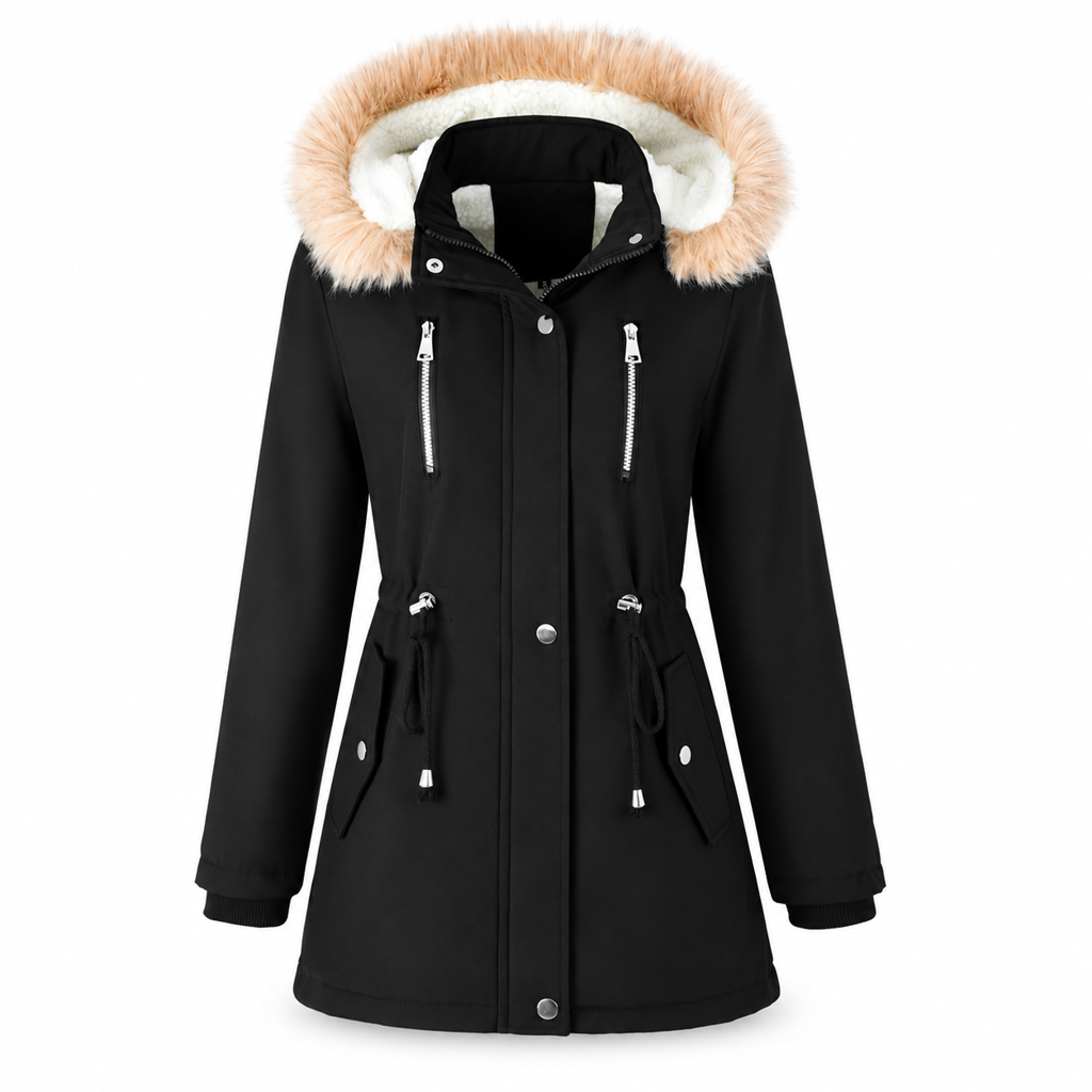 📢🎉 50 % rabatt + fri frakt!!! 🛍️❄️ Vindtät, varm vinterparkas för damer med huva i fuskpäls ✨