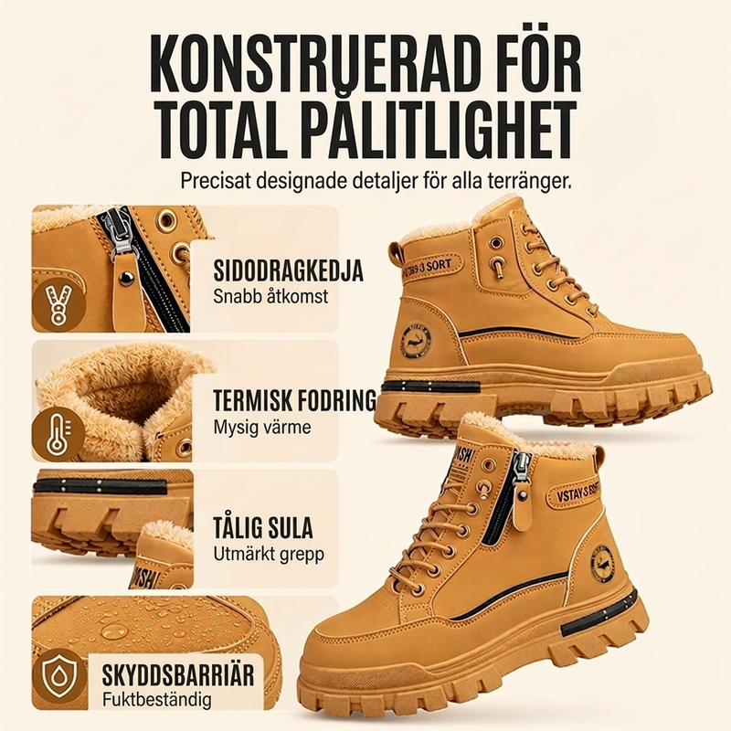 🚚 Fri frakt på just den här produkten!  🥾Varmfodrade herrkängor med sidodragkedja och snörning
