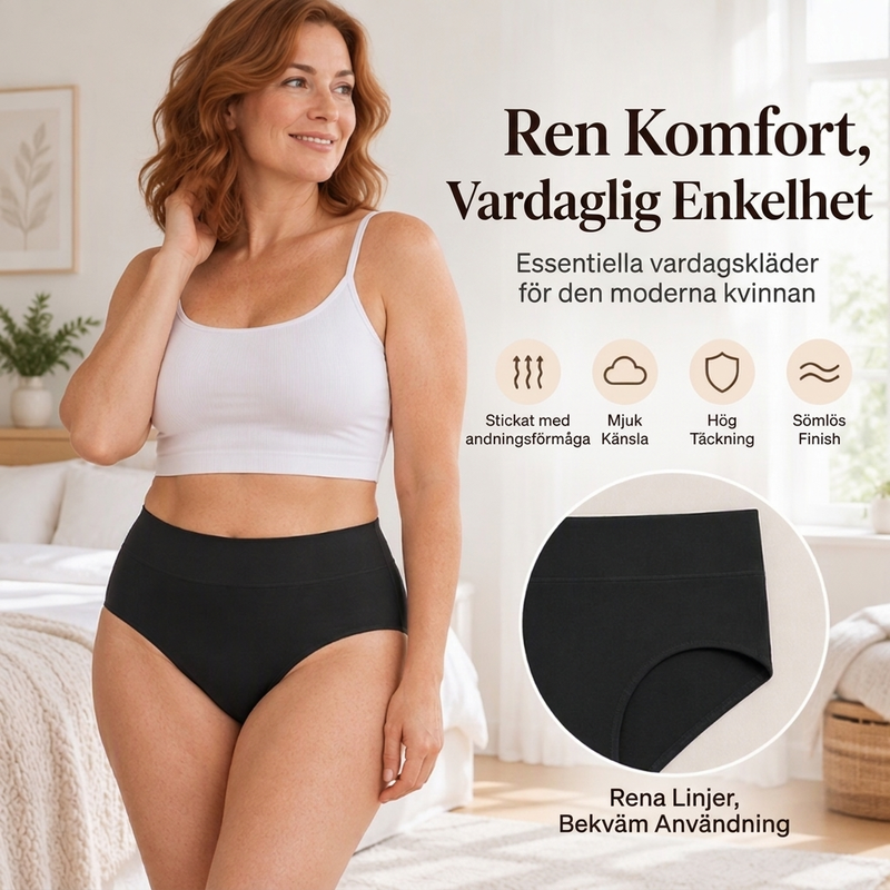 🌸 5-pack Bekväma damtrosor med hög midja – Formar magen och andas mjukt