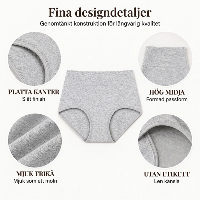 🌸 5-pack Bekväma damtrosor med hög midja – Formar magen och andas mjukt
