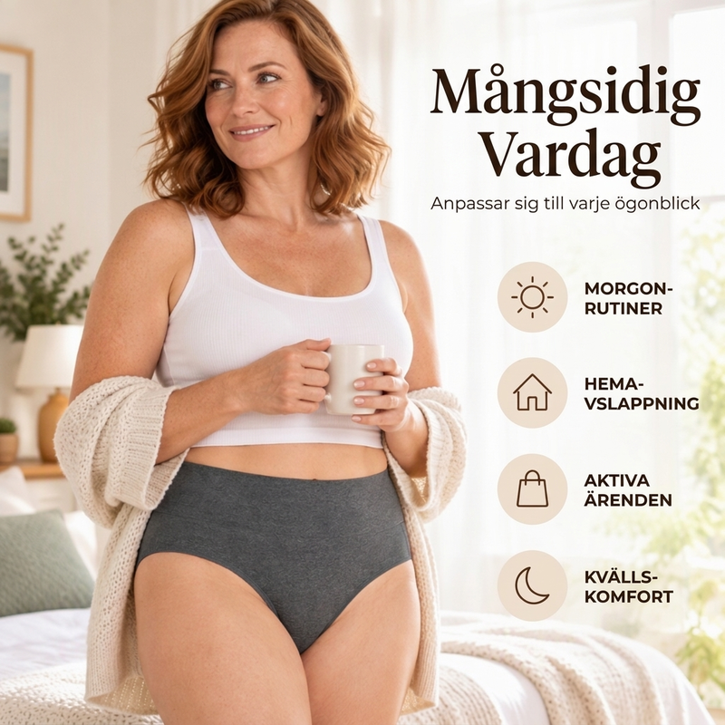 🌸 5-pack Bekväma damtrosor med hög midja – Formar magen och andas mjukt