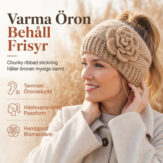 🎀 Skönt öronskydd | Dam vinter varmt stickat öronvarmare bred blomsterhåraccessoar