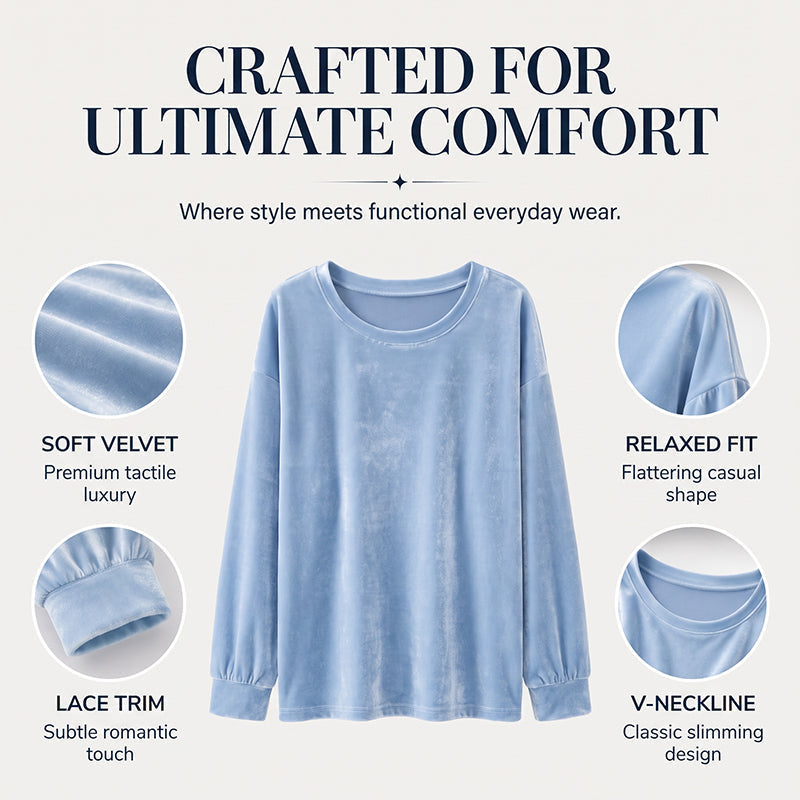 🌸 Rundhalsad långärmad topp i mjukt material – lätt att matcha med allt i garderoben