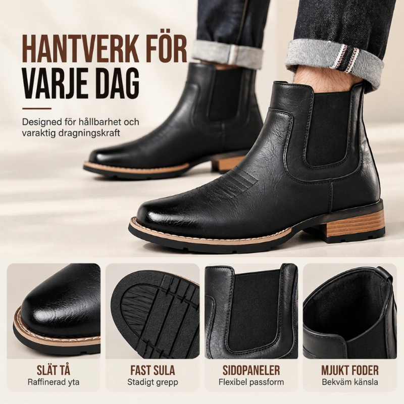 Tidlösa Herr Chelsea Boots – Enkel Påtagning, Robust & Mjuk Yta