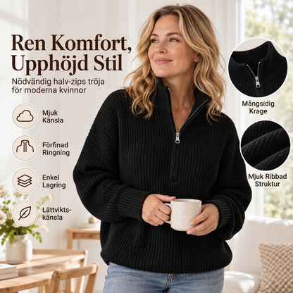 ✈️Fri frakt✨Halv-zip stickad tröja med stående krage för kvinnor
