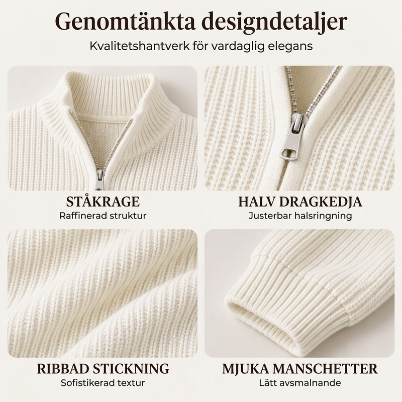 ✈️Fri frakt✨Halv-zip stickad tröja med stående krage för kvinnor