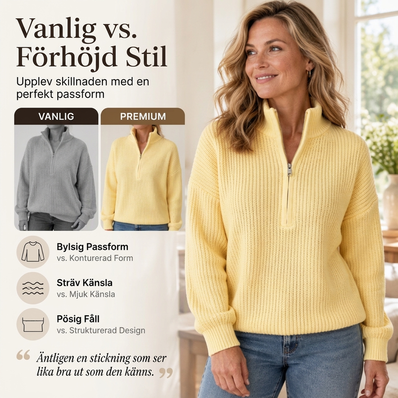 ✈️Fri frakt✨Halv-zip stickad tröja med stående krage för kvinnor