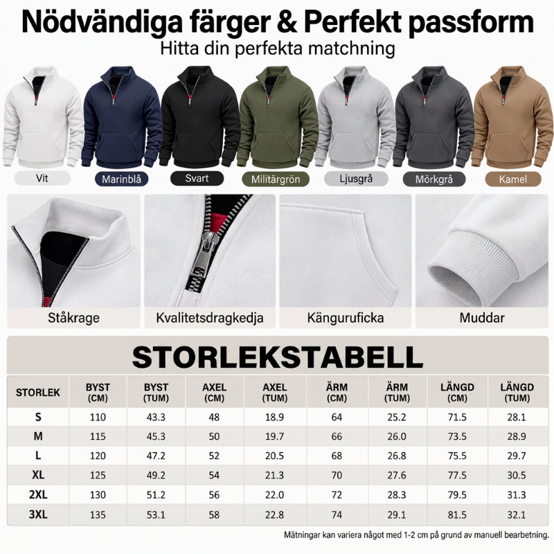 🥳 Varm tröja med halv dragkedja för herrar