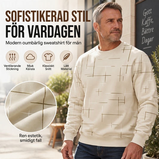 Casual-tröja för män med rund hals och linjemönster