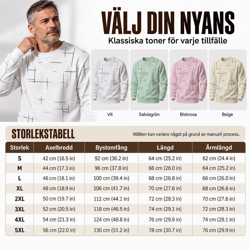 Casual-tröja för män med rund hals och linjemönster