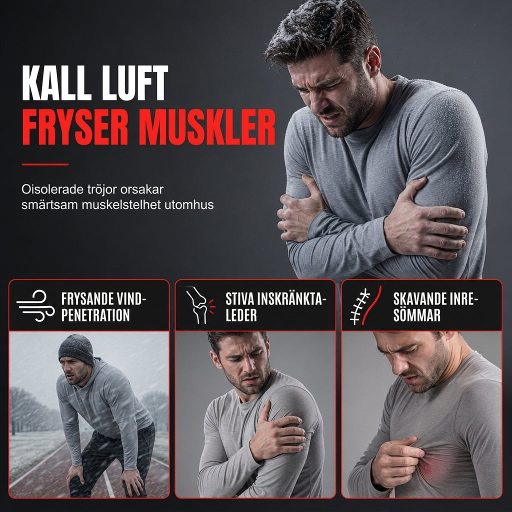 ⏰ Sista dagen på rean – 50 % RABATT ✨Kompressionströja med långa ärmar för män i vintervärmeisolering, med hög krage, för löpning och träning, baslager