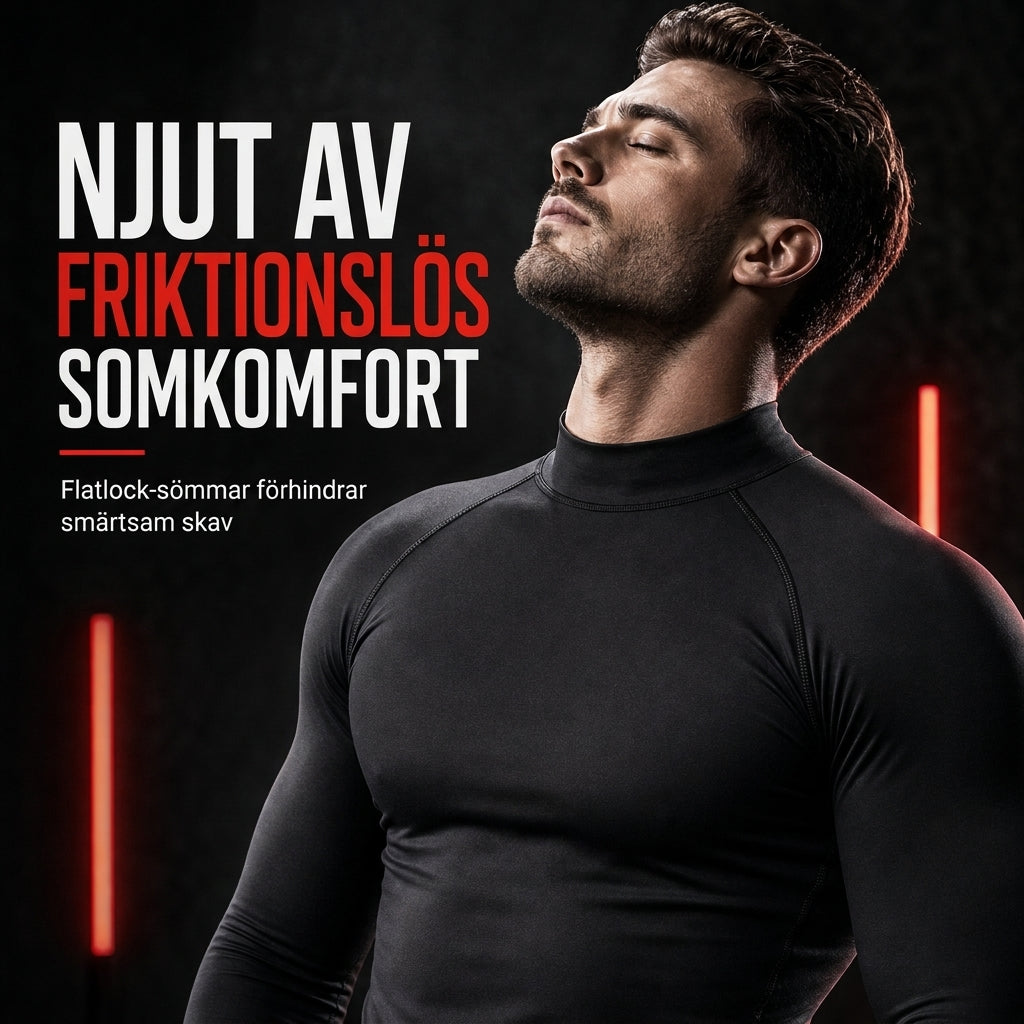 ⏰ Sista dagen på rean – 50 % RABATT ✨Kompressionströja med långa ärmar för män i vintervärmeisolering, med hög krage, för löpning och träning, baslager