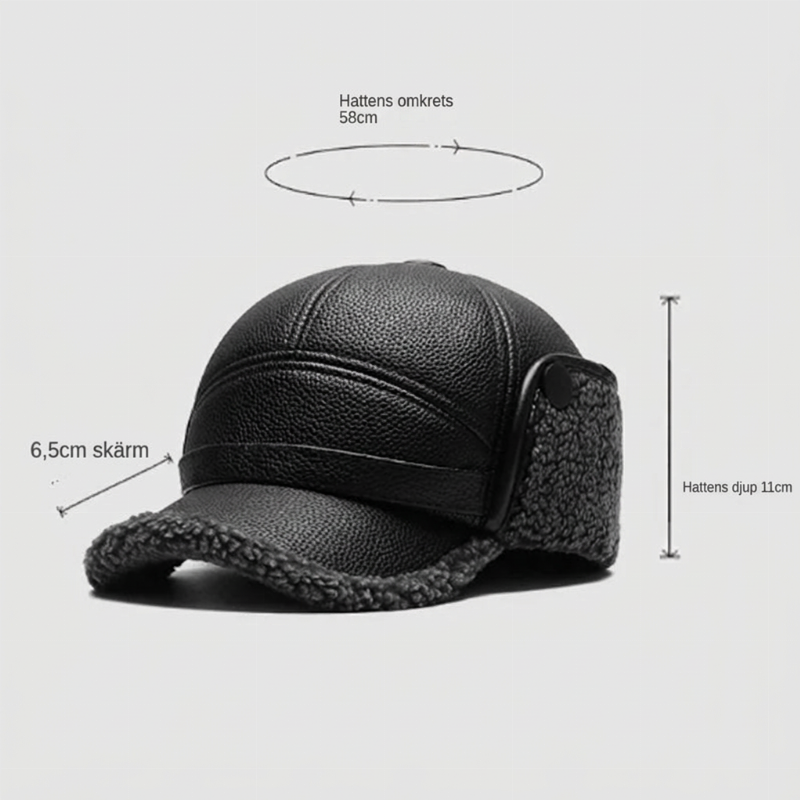 🎩🧢🐂 Ny vintermössa för män i fårskinn med platt topp och öronskydd