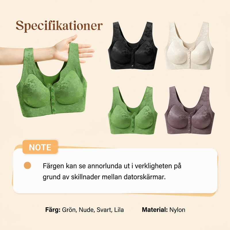 ✨ Bekväm Sömlös BH utan Bygel med Framfäste - Mjuk Stödjande Passform för Vardag och Specialtillfällen 🌸💫